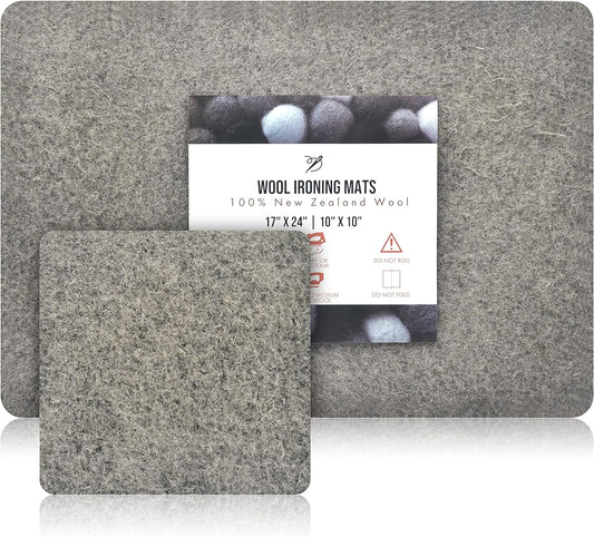 New Zealand Wool Pressing Mats for Ironing and Crafts 17" x 24" and 10" x 10"