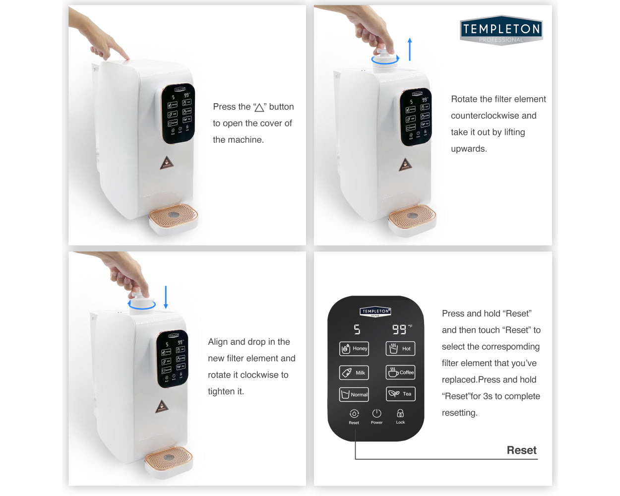Templeton Reverse Osmosis 4 Stage Multi Temperature Countertop Water Purifying Dispenser