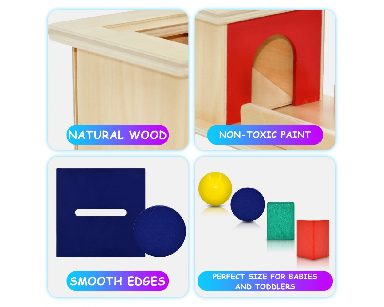 Templeton Educational Wooden Montessori Shape Sorter and Object Permanence Learning Toy for Babies,Toddlers and Children