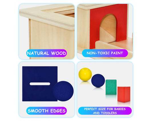 Templeton Educational Wooden Montessori Shape Sorter and Object Permanence Learning Toy for Babies,Toddlers and Children
