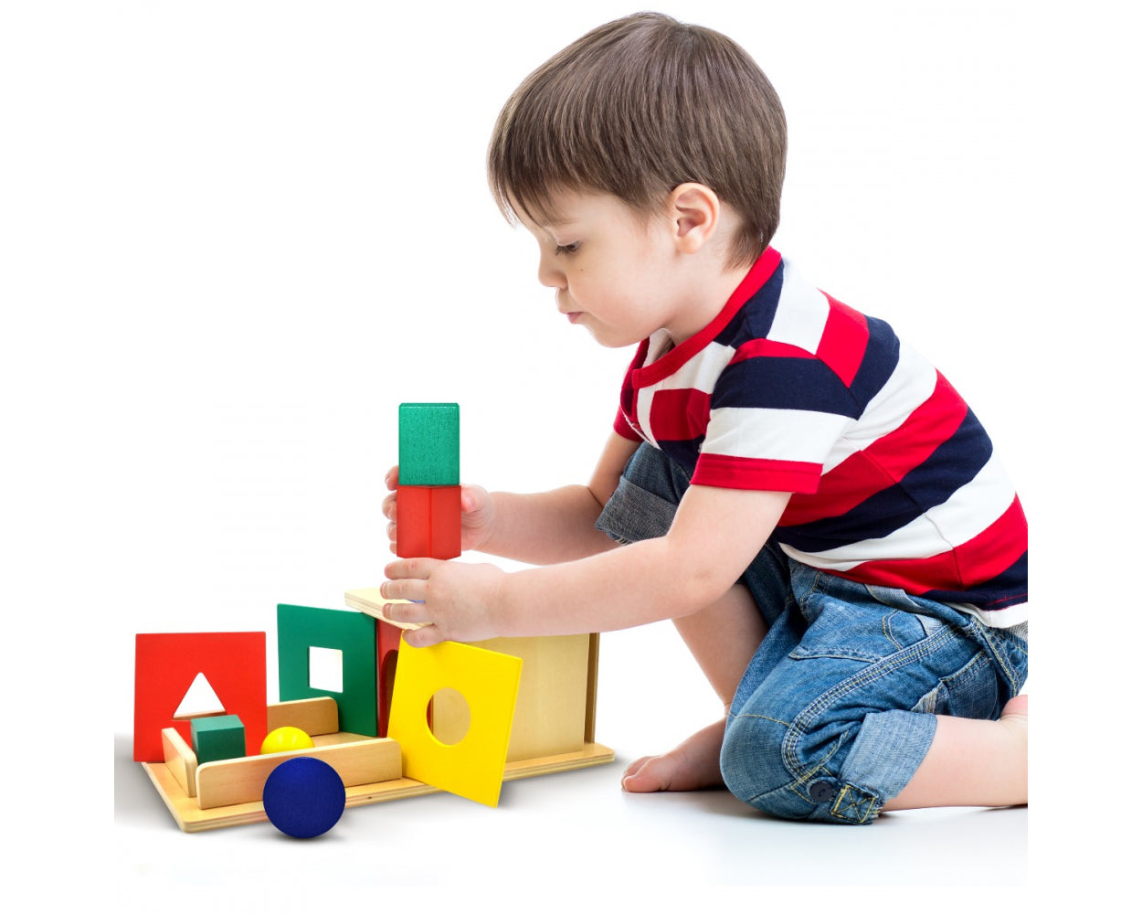 Templeton Educational Wooden Montessori Shape Sorter and Object Permanence Learning Toy for Babies,Toddlers and Children