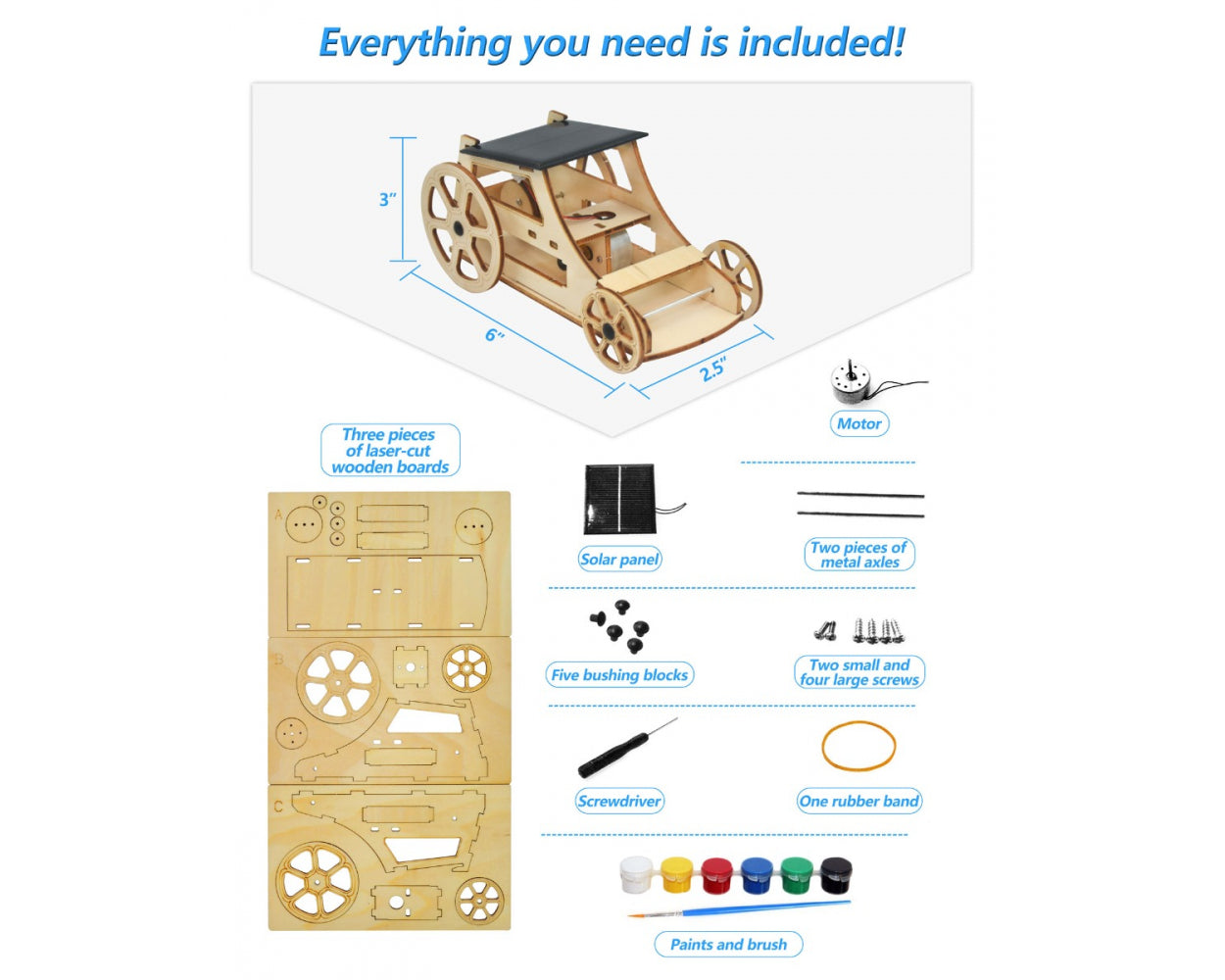 DIY STEM Solar Powered 3D Wooden Car Kit