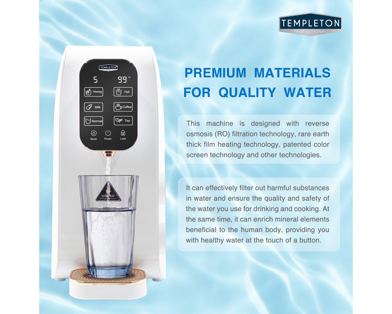 Templeton Reverse Osmosis 4 Stage Multi Temperature Countertop Water Purifying Dispenser